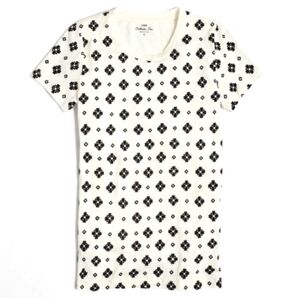 J. Crew Factory Flocked Black & White Paisley Collector Tee - Large